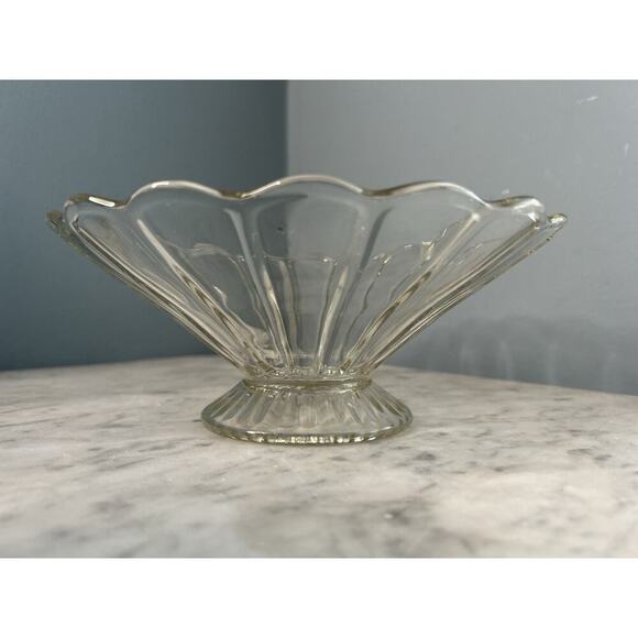 Vintage Colonial Style Paneled Glass Footed Serving Dish Bowl Imperial Glass ? - Picture 2 of 12